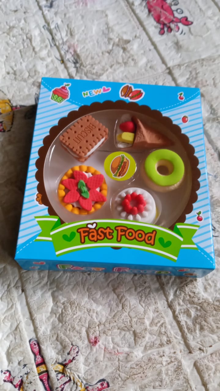 3D Fast Food Erasers Set, Cute Mini Colorful Erasers for Kids Gift & School (5 Pcs) 3D Fast Food Erasers Set, Cute Mini Colorful Erasers for Kids Gift & School (5 Pcs)